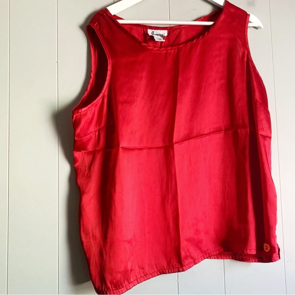 Joanna 80s Twinset Red Sheer Striped Shirt & Opaque Shell Women's Size XL - Picture 3 of 4